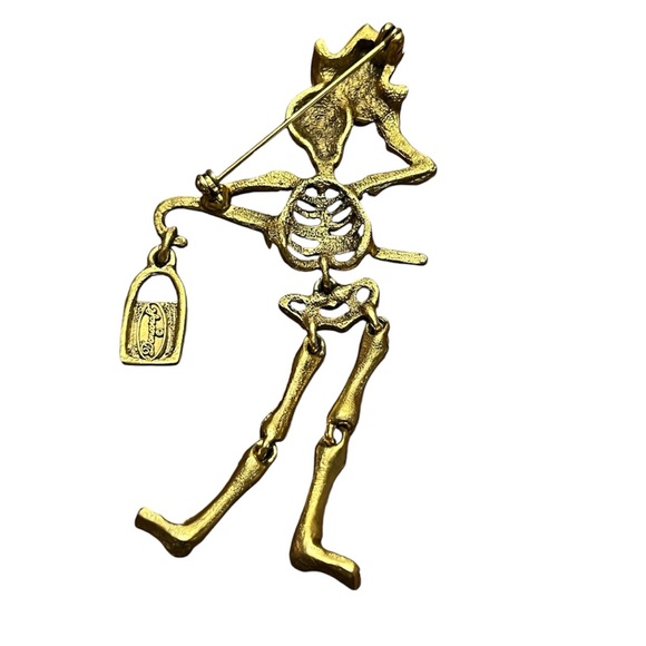 Danecraft Vintage Articulated Skeleton Trick or Treat Halloween Brooch EUC - Picture 4 of 8